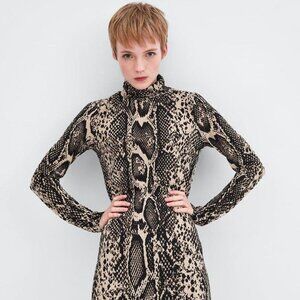 💛 Trafaluc by Zara Snakeskin Animal Print Midi Dress - Size: Small